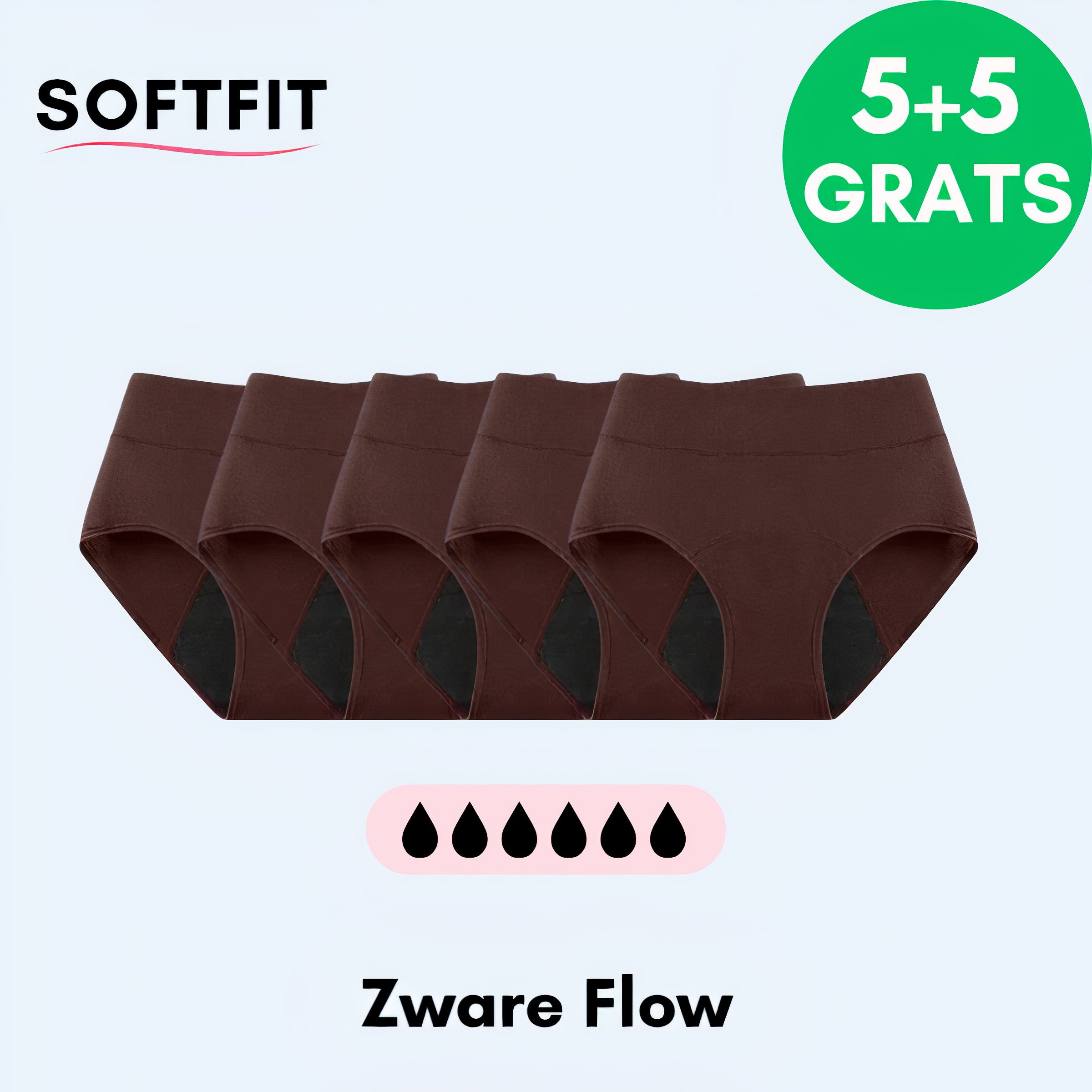 SoftFit® Leakproof Underwear 5-Pack Red l + 5 FREE
