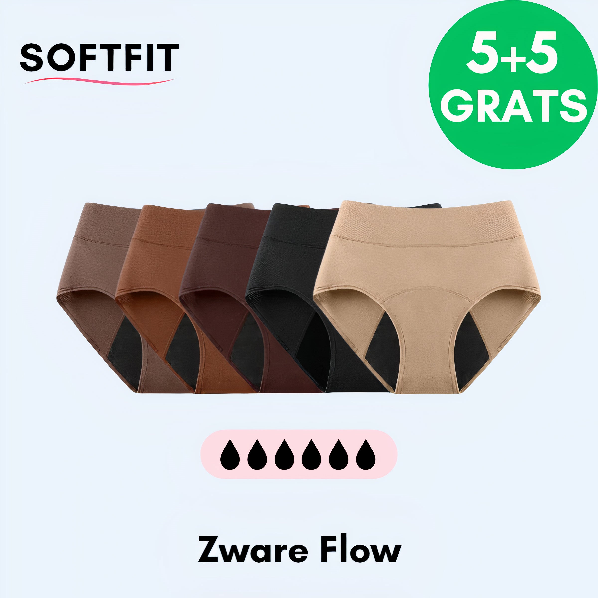 SoftFit® Leakproof Underwear 5-Pack Multicolor l + 5 FREE