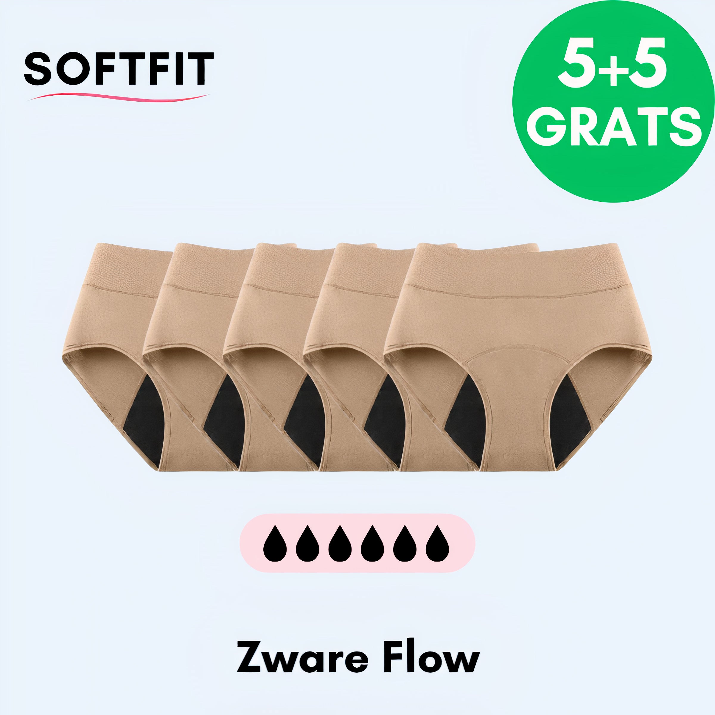 SoftFit® Leakproof Underwear 5-Pack Beige l + 5 FREE