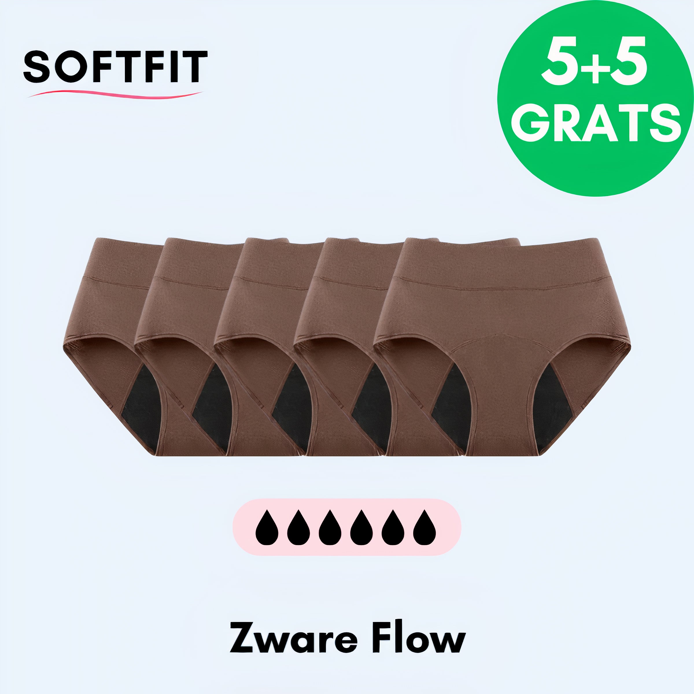 SoftFit® Leakproof Underwear 5-Pack Khaki l + 5 FREE