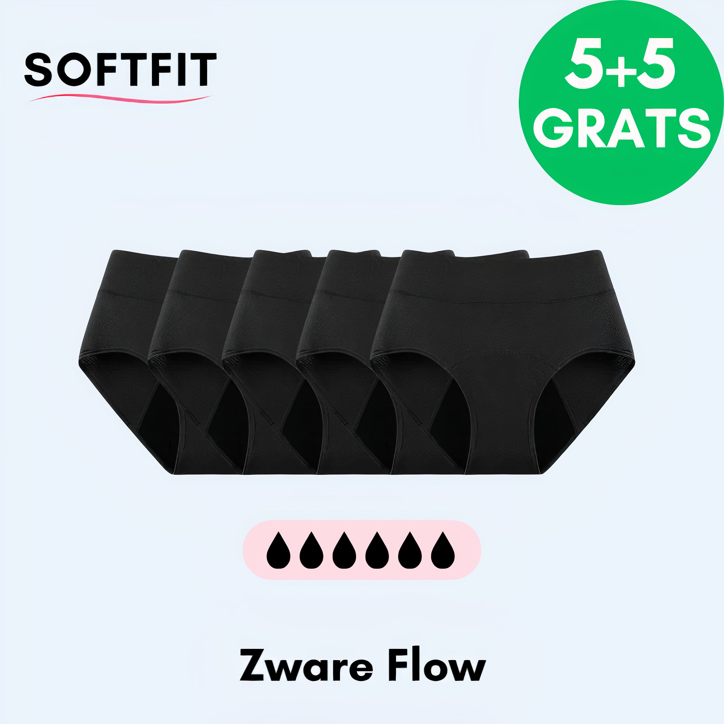 SoftFit® Leakproof Underwear 5-Pack Black l + 5 FREE